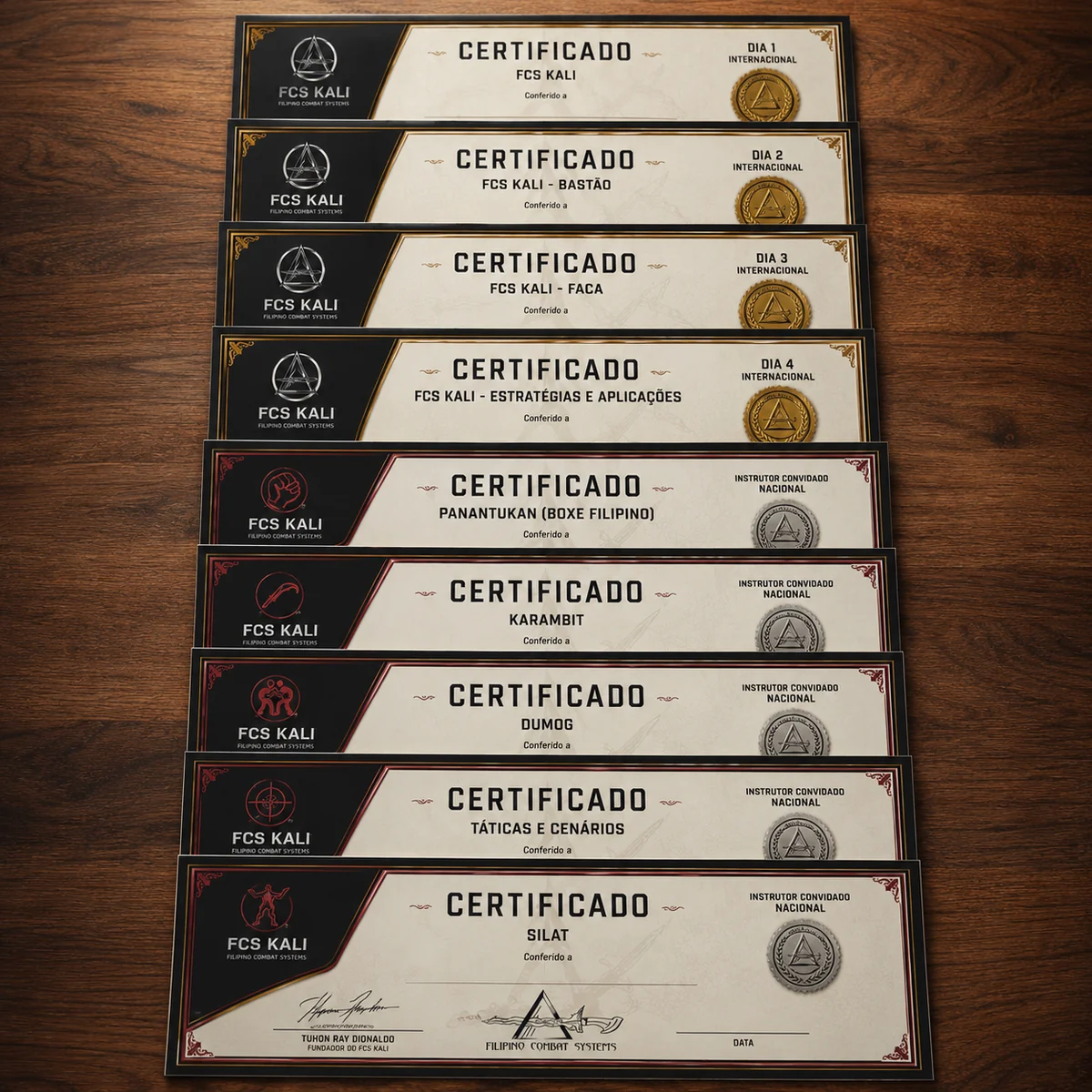 Modelos ilustrativos de certificados previstos para o evento